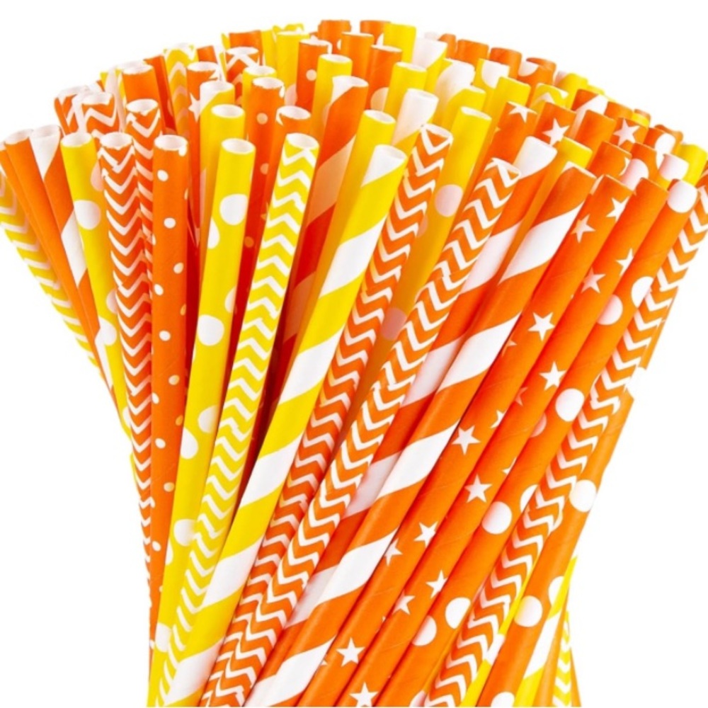 Orange & Yellow paper straws, 180 pcs
